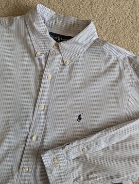 Ralph Lauren Men's Classic Fit Cotton Long Sleeve Button Down Shirt Sz 17; 34/35